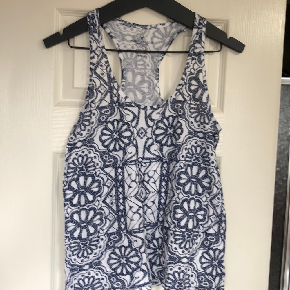 American Eagle Navy and white tank